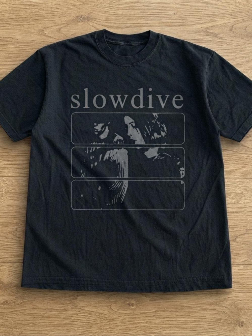Gildan Black Slowdive Graphic Tee with Gray Print